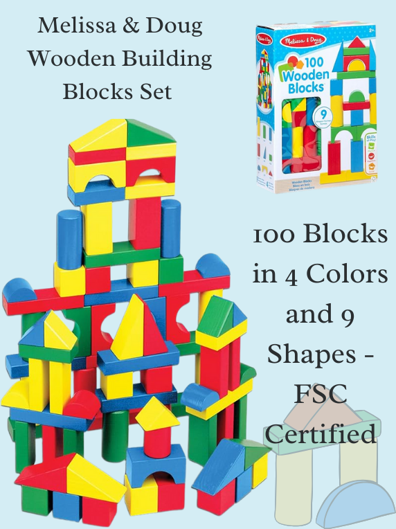 Melissa & Doug Wooden Building Blocks Set