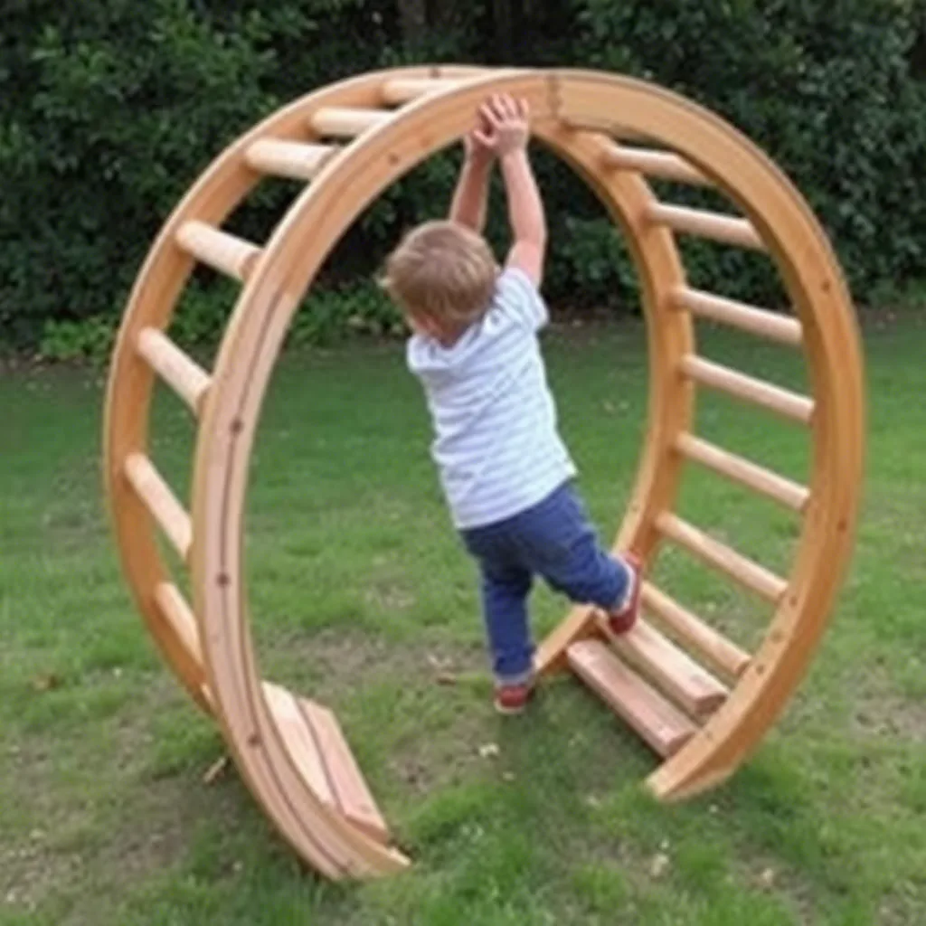 Slanted wooden ramp designed for toddlers to crawl, slide, or balance on, enhancing physical and motor skill development.